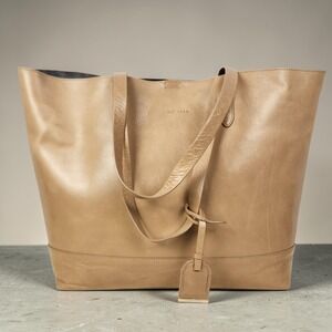 Cole Haan Womens Large Pebbled Leather Tote Tan Work Laptop Shopper Bag